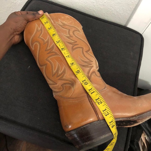 Nocona Cognac Brown Leather Almond Toe Western Riding Cowboy VTG Dress Boots 8E